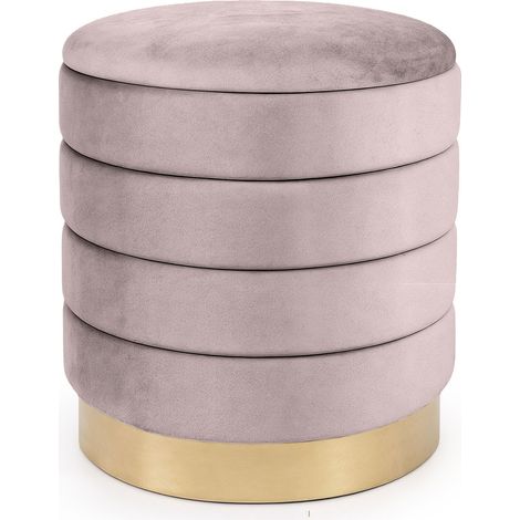 Pouf contenitore cilindrico in velluto 40 cm LUNA Rosa Polvere (1/5)