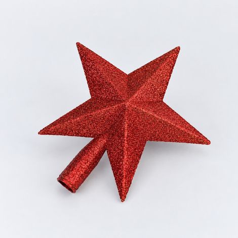 Enowelir Ornement de Sapin Étoile à Cinq Branches Pailletée 15cm Rouge Décoration Festive pour Maison et Intérieur (1/4)