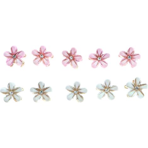 10 Pinces à cheveux, métal, motif floral, blanc et rose, mariage, demoiselle d'honneur, fête（Q3 : Nouveaux produits pour le mois d'août） (1/5)