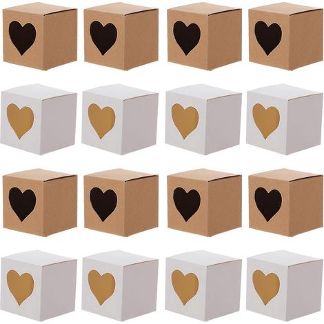 60 boîtes carrées en papier kraft pour emballage de bonbons, cadeaux et gâteaux, en forme de cœur-5X5CM (1/3)