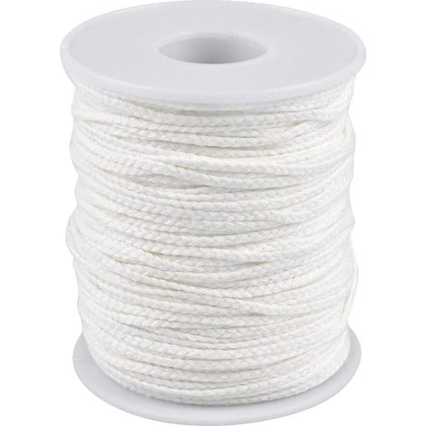 Aougo – Mèche de bougie en coton tressé 61m – Pour fabrication artisanale de bougies et lampes à huile – Pas de fumée pendant la combustion
