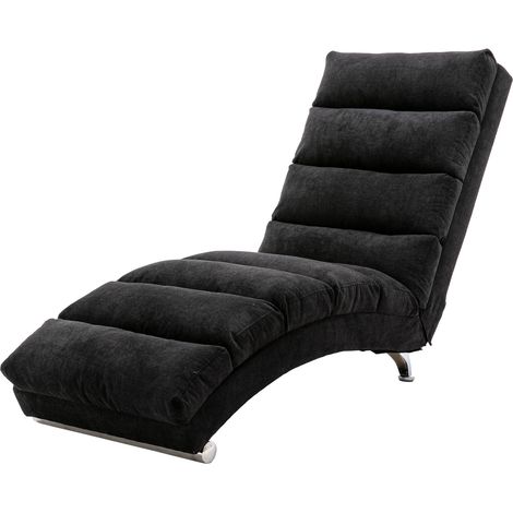 ELVMI Chaise Longue Massaggiante con Vibrazione Delicata e Tasca Laterale, Design Ergonomico in Lino Nero 55 × 148 × 84 cm (1/5)