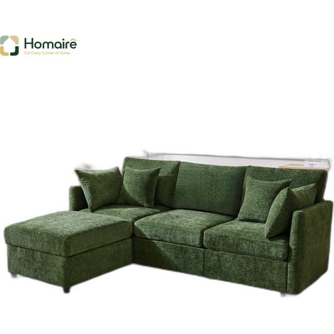 Canapé modulable en velours vert avec accoudoirs 216 x 161 x 81 cm HOMAIRE (1/5)