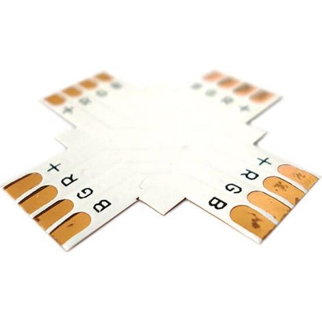 4 PZ Connettore Passo 10mm RGB Forma X Croce per Allungare e Curvare Striscia Led RGB