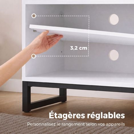 Meuble TV 140 cm pour Téléviseur jusqu'à 55 Pouces 2 Portes Blanc (1/5)