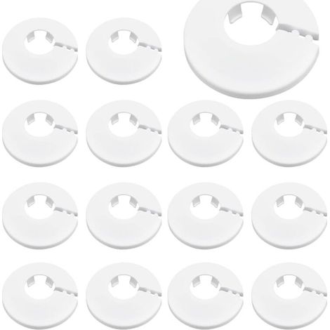 15 pezzi Morsetti per tubi del radiatore Copritubo in plastica solida bianca per tubo Rosone rotondo Diametro Copertura Decorazione Idraulica per tubo di riscaldamento dell'acqua 16 mm