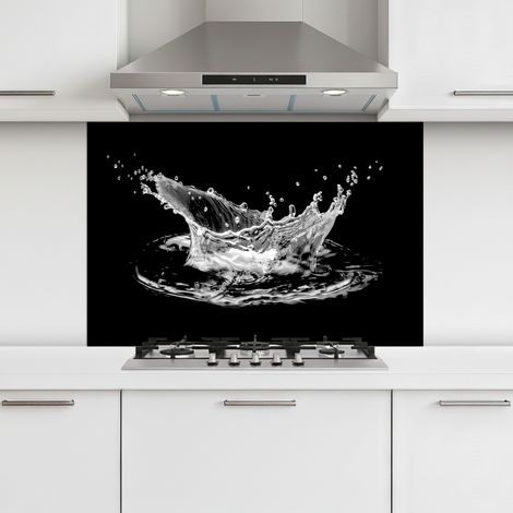 CRÉDENCE CUISINE Eau - Splash - Eau - Noir 90x60 cm