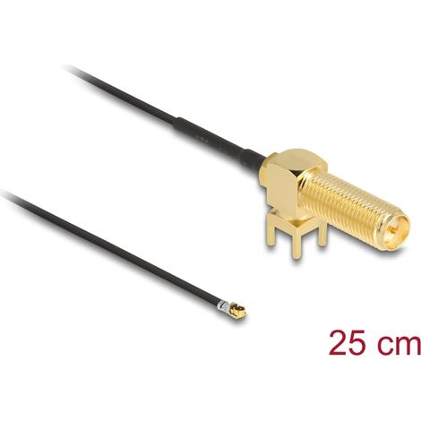 Delock Antena Cable RP-SMA 90Â° PCB mampara hembra a I-PEX Inc., MHFÂ® 4L macho 1.13 25 cm longitud de hilo 15 mm