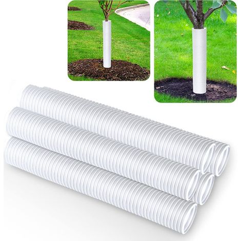 Manchon de protection d'arbre PE, barrière anti-animaux et anti-oiseaux pour jeunes pousses et jardin, Composition : 5 pièces, 5 × 40 cm, Couleur : blanc (1/5)