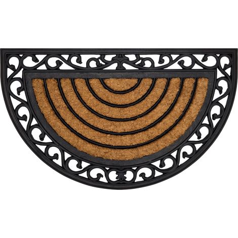Paillasson Coco 75 x 45 cm Demi-Lune – Tapis d’Entrée Antidérapant en Fibres de Coco Naturelles (1/3)