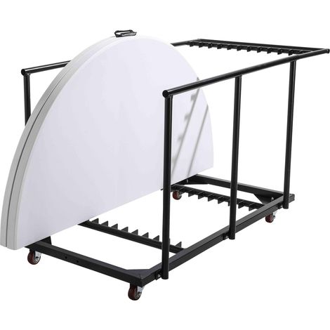 6 tables pliantes ronde 180 cm et chariot de transport (1/5)