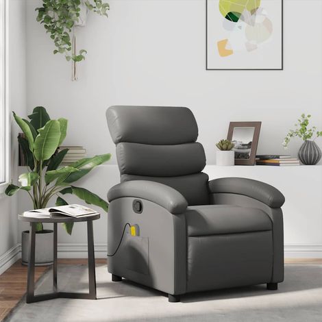 Fauteuil de massage inclinable-Chaise de relaxation-Fauteuil Relax Gris Similicuir 738991 (1/5)