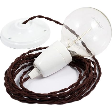 Lampada a sospensione creative-cables tm13 53W cavo tessile seta 1 m (1/3)