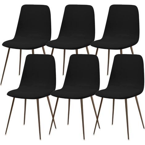 (Black)Set of 6 Modern Dining Room Chair Cover Washable Universal Kitchen Chair Cover Home Kitchen Decor