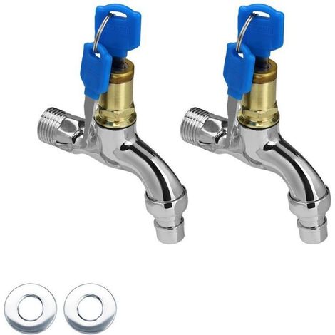 Set di 2 rubinetti esterni con serratura per giardino e orto (1/4)