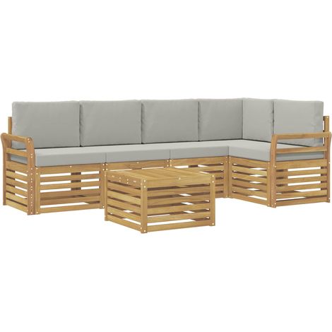 Ensemble de canapés d'extérieur 6 pc Blanc et gris clair vidaXL