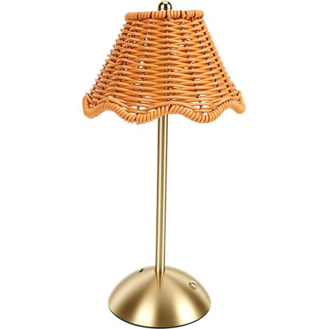 Boho Cordless Rattan Table Lamp, Rechargeable Touch Bedside Light (1/5)