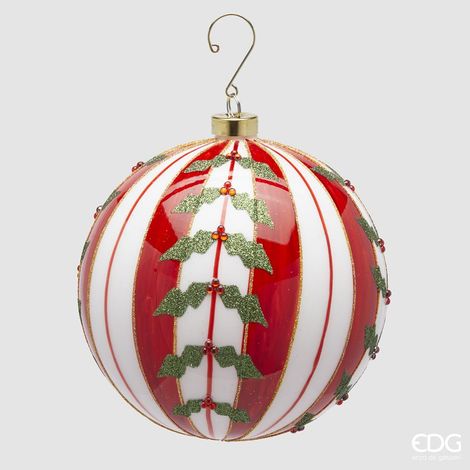 EDG Addobbo Palla Righe Verde E Bianco Con Decoro D 15 C4