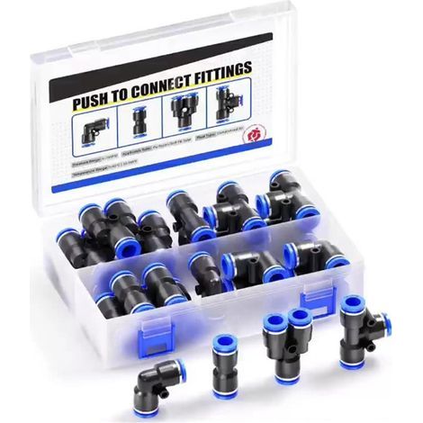 Kit de raccords pneumatiques for tuyaux, connecteurs à dégagement rapide, 40 pièces/boîte, 8 mm, PU/PY/PE/PL(40pcs8mmPUPYPEPL) (1/5)