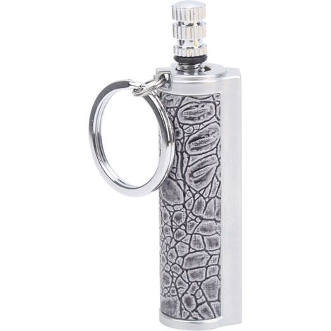 Allume-feu portable extérieur en silex réutilisable, étanche avec porte-clés et coque argentée