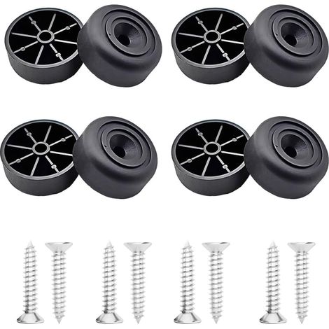 Pieds meuble ronds - Plastique noir - 33x13 mm - Vis M4 - Lot de 8 (1/5)