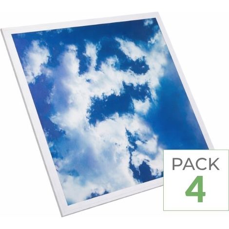 Silumen – Lot de 4 panneaux LED 60x60 slim 45W ciel – Éclairage décoratif moderne – Idéal pour bureaux et espaces intérieurs – Installation facile