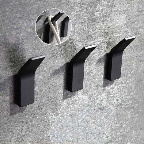 3-teiliges Klebehaken-Set, Wandhaken für Badezimmer, rostfreier und wasserfester Handtuchhalter mit Klebefläche für Bademantel, Mantel, Handtuch, Schlüssel, Taschen, Zuhause (1/5)