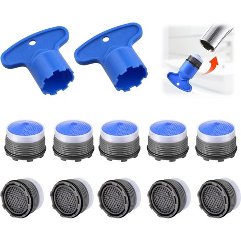 Lot de 10 Aérateur M18.5, Régulateur de débit, Clé de montage, Plastique ABS, Cuisine Salle de bain (1/5)
