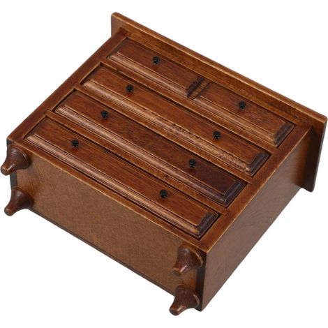 Vintage Wooden Cabinet with Drawers for Dollhouse Living Bedroom Storage and Decoration (1/5)