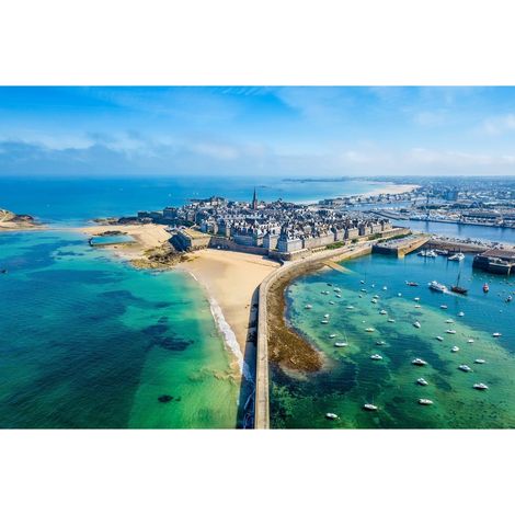 Tableau sur toile Saint-Malo vue du ciel 45x65 cm - Impression sur Toile Murale Décorative - Image imprimée en HD sur Toile - Toile sur Châssis en Bois FSC - Fabriqué en France (1/4)