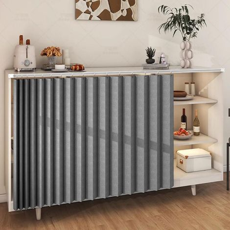 Cortinas cortas antipolvo para armario de zapatos, cortinas impermeables para baño, cortinas multifuncionales para debajo del fregadero (70 x 90 cm, gris) (1/5)