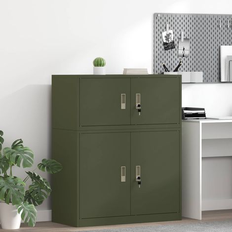 Aufbewahrungsschrank Olive Grün 90 x 40 x 40 cm Stahl (1/5)