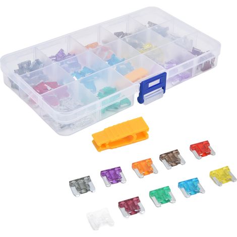 Lot de 140 fusibles auto lame alliage aluminium 5-30A standard mini avec extracteur boitier (1/5)