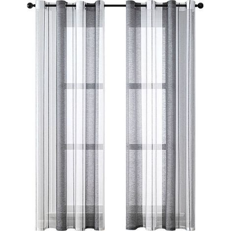 FENOPLASTICARideaux Transparents à Oillets - Voile à Rayures - Rideau Décoratif