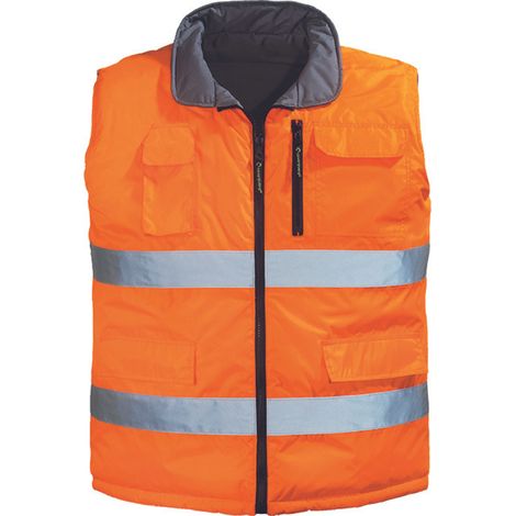 Gilet da lavoro invernale senza maniche reversibile ad alta visibilità HI-WAY - Arancione fluorescente 3XL - 60/62 (1/3)