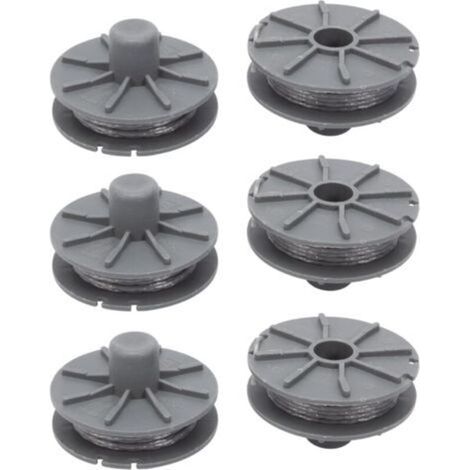 Bobine de fil pour Gardena 5307-20 débroussailleuse 1,65 mm 6,1 m, Bobine de fil rechange Coupe Bordure pour Gardena 5307 Easycut 400 Art.8846, ComfortCut450 Art.8847, PowerCut Art.8848 (6pcs)