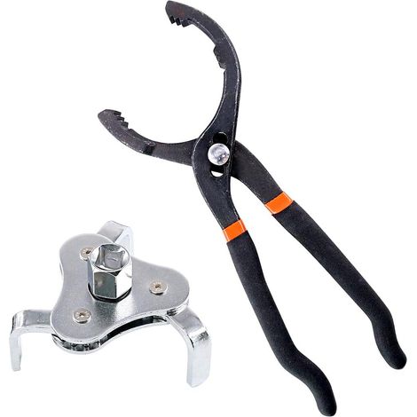 Pince à filtre à huile réglable 12 pouces, 3 mors, universelle, 2 1/8-4 1/2 po, entraînement ⅜ et ½ po, pour moto, voiture, camion. (1/5)