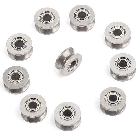10 cuscinetti a sfera in acciaio con scanalatura a V V624ZZ, mini cuscinetti a sfera, cuscinetti a sfera per sistema di movimento su guida lineare, 4 x 13 x 6 mm -Crezuo