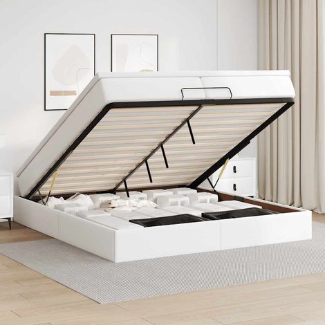 Ottoman-Bett mit Matratzen Weiß 200x200 cm Kunstleder vidaXL (1/5)