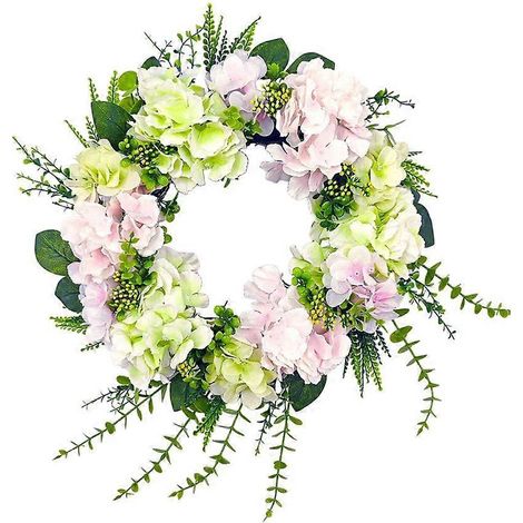 Couronne de porte artificielle printemps-été hortensias pour mariage (1/4)