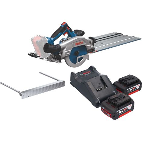 Scie circulaire sans fil Bosch GKS 18V-57-2 GX Professional 18 V 165 mm sans balais + 2 batteries 5,0 Ah + chargeur + rail de coupe (1/5)