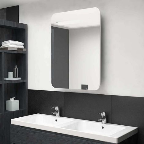 vidaXL Armario de baño con espejo y LED blanco y roble 60x11x80 cm (1/5)