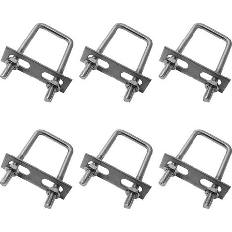 Dailygoods, Tornillos en U (6 unidades), Tornillos de soporte M6, Acero inoxidable, Pernos en U con tuercas, Para coches/barcos (1/5)