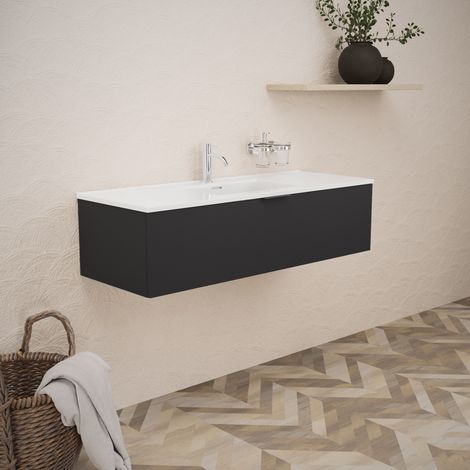 Inda - Meuble de salle de bain L.120 avec vasque noir (1/5)