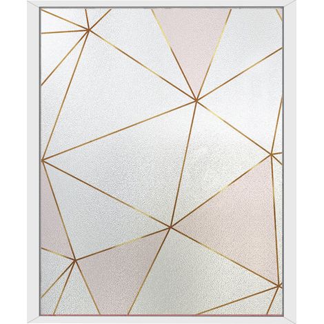 JSSEVN-Sichtschutzfolie, Milchglas-Polygonmuster, blickdicht, 40 × 200 cm, guter Sichtschutz, UV-Schutz, selbstklebend, für Schlaf- und Wohnzimmer (1/5)