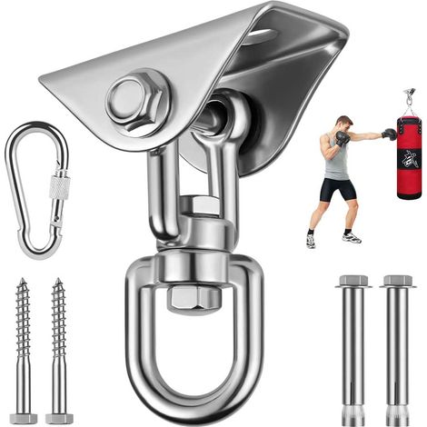 Crochet de Plafond, Cintre pour Sac de Frappe, Fixation Plafond Crochet Mural en 304 Acier Inoxydable pour Hamac, Fauteuil Suspendu, Sac de Boxe, Balançoire, Yoga (1/5)
