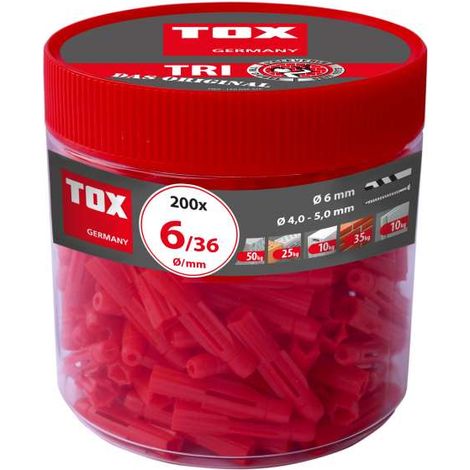 TOX Allzweckdübel Tri 6 x 36 mm in Runddose - 200 Stück - 010260031