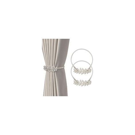 Embrasses de rideaux 2 pièces, sangles en alliage dur, sangles réglables à pompon naturel, boucles dissimulées (1/3)