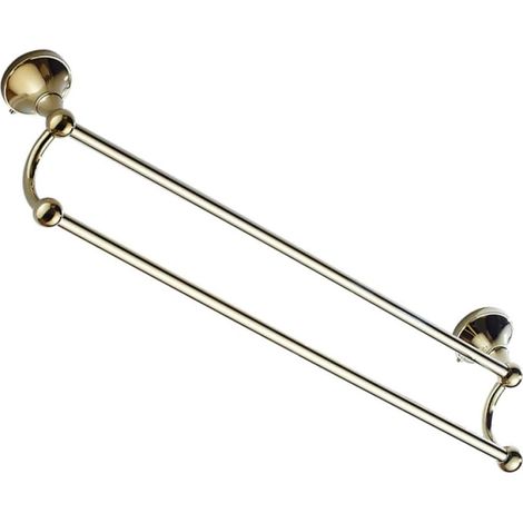 Porte-serviettes double barre de 55 cm en laiton doré résistant à la corrosion, design moderne et (1/5)
