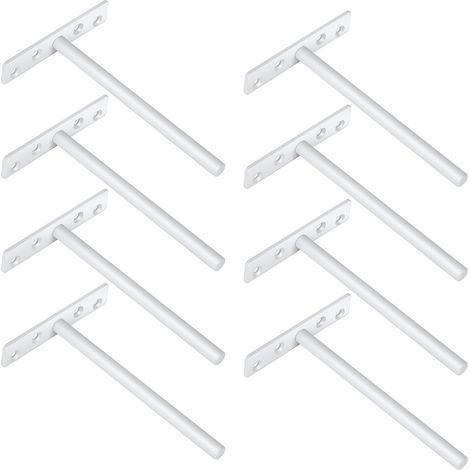 Supports d'étagère invisibles 145mm Métal robuste, finition brillante, idéal pour étagères flottantes (blanc) (1/5)